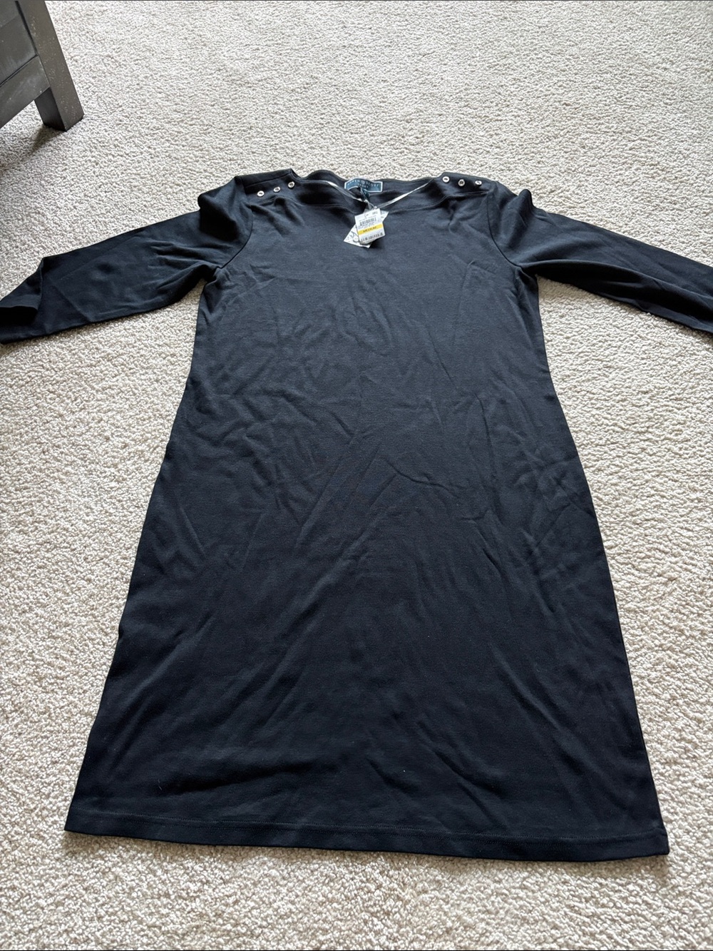 Karen Scott Black 3/4 Long Sleeve Button-Shoulder Sport Women's Dress